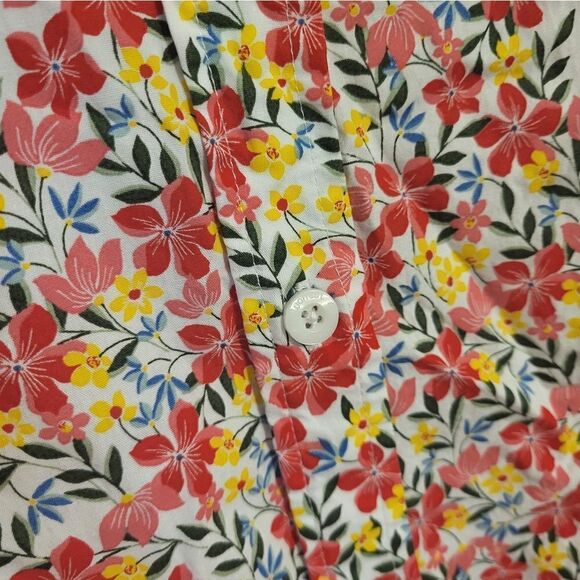 Woman Within Dainty Pink Yellow Floral Half Button Blouse, Plus Size 1X NEW - Picture 6 of 6